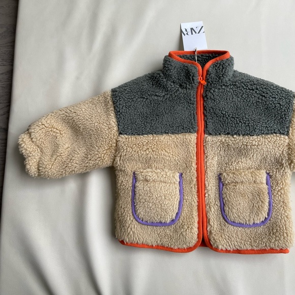 Zara Kids Faux Shearling Jacket 12-18 month and 18-24 months - Picture 3 of 16